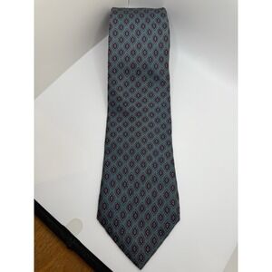 VTG Ferrell Reed Silk Tie Teal Medallion Harrison's Durham NC Classic 3.5" x 60"